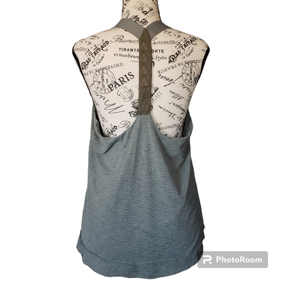 Prana womens Y tank top triangle Embroidered strap raw hem yoga size Small - Picture 2 of 9